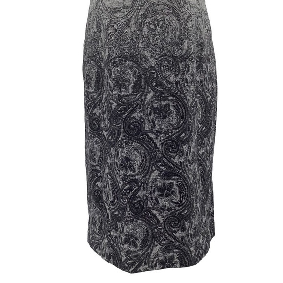Talbots Wool Blend Gray Tweed Ombre Paisley Print Sheath Dress Lined Size 8P - Picture 3 of 8